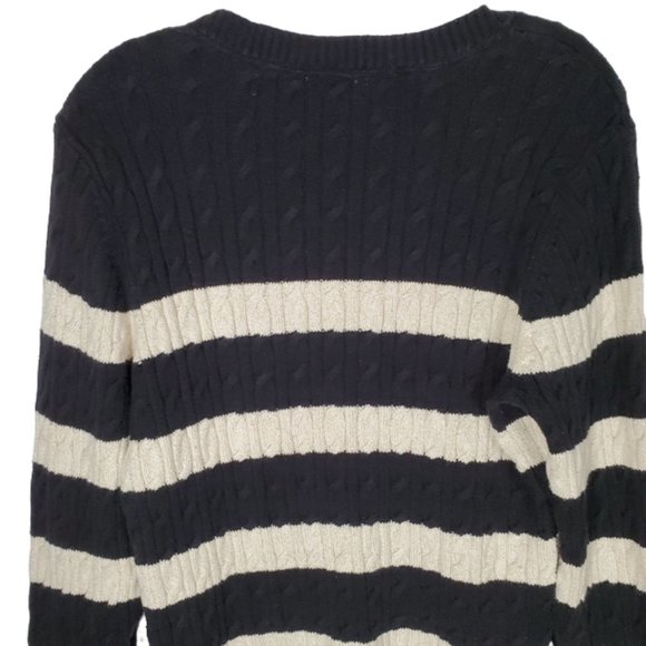 Charter Club Metallic Cable Knit Sweater Striped Casual Dressy Cotton Blend XL - Picture 11 of 13
